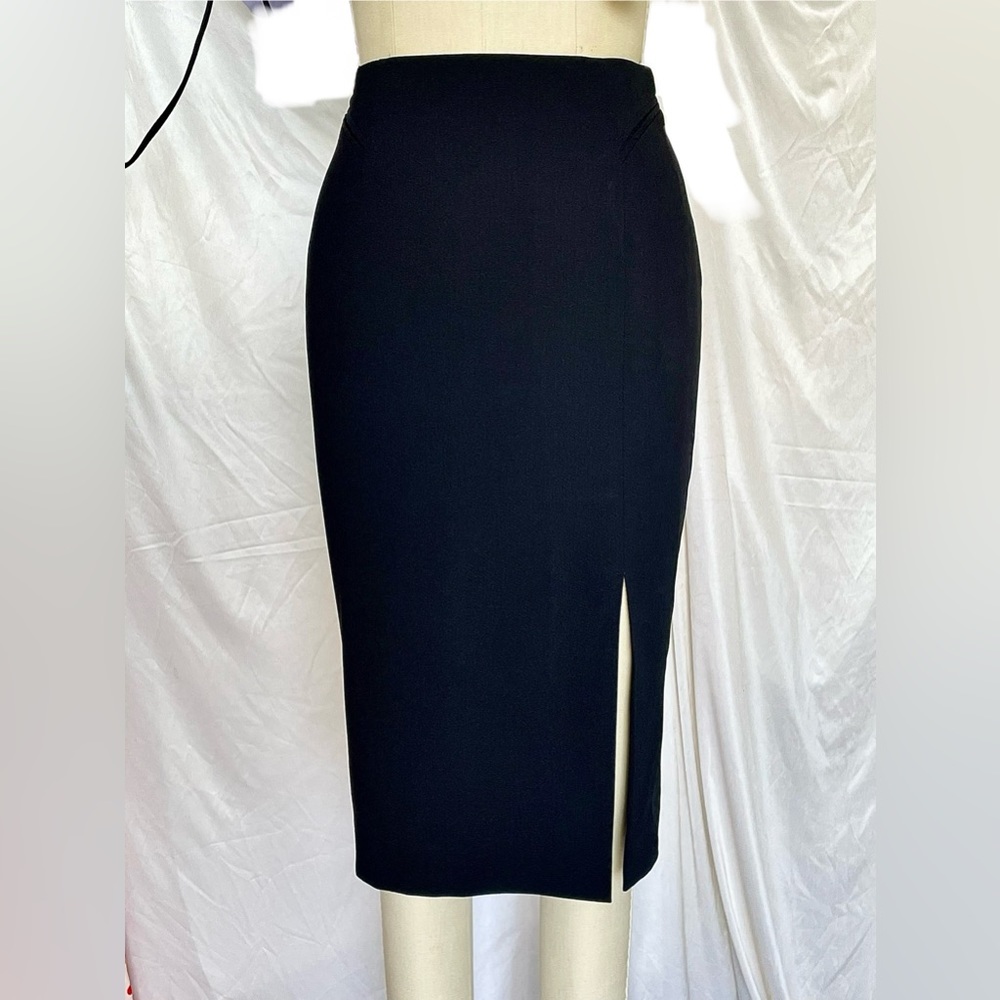 Escada Germany Thin Wool pencil long skirt side slit black size 34 EU / 2 US - Picture 4 of 15